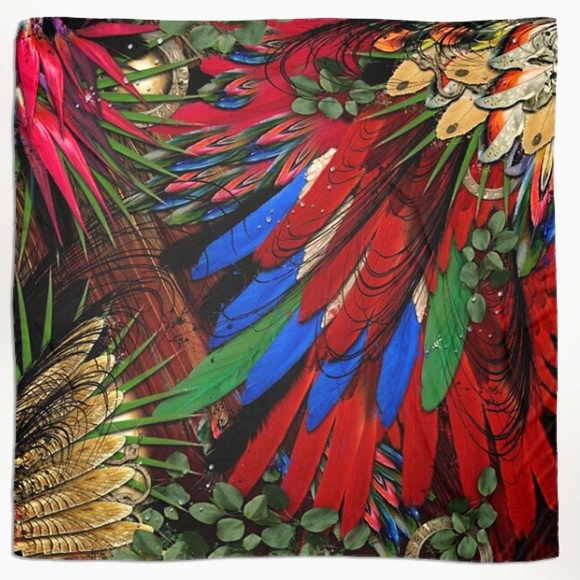 Scarlet McCaw Tropical Wings Chiffon Oversized Square Scarf Shawl - Picture 3 of 16